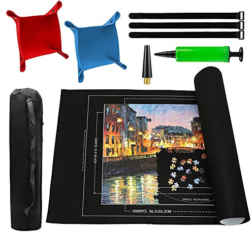 DAGORD Puzzlematte für Puzzles Schwarz Puzzlematte mit bis 1500 Puzzle Teile Puzzle Pad Puzzleunterlage Puzzle Rollmatte Jigsaw Rolls Puzzel Matten zum einrollen für Erwachsene und Kinder