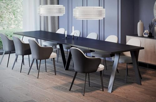 Endo-Moebel XXL Esstisch Lungo 130 cm - 405 cm erweiterbar Küchentisch bis 12 Personen Matt (Beton Dunkel)