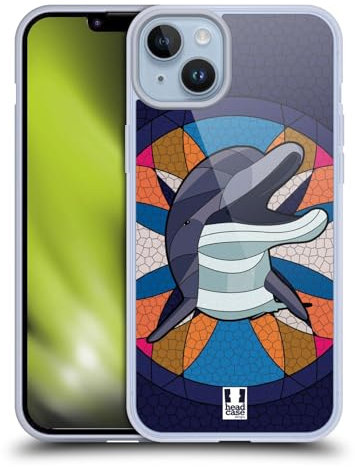 Head Case Designs Delfín Animales mosaicos Caso de Gel Suave Compatible con Apple iPhone 14 Plus