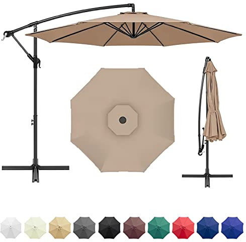 Bueuwe Sonnenschirm Ersatzbezug 3m 8 Streben, Sonnenschirm Bespannung Ersatzbespannung, Garten Balkon Sonnenschirm Ersatzteile für Marktschirm und Ampelschirm, UV-Schutz,Kaffee