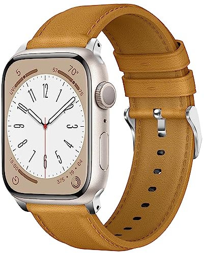 Correa para Apple Watch Serie 8 41mm, Correa de Cuero Compatible con iwatch 41mm 40mm 38mm, Cuero Repuesto Correa para Serie 8 7 6 SE 5 4 3 2 1, Ajustable Correa para Hombre Mujer