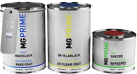 MG PRIME Car paint can set for Vauxhall 23B Black Gloss 2.5L