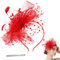 Damen Fascinator Hut Blume, Blume Mesh Federn Clip Kopfschmuck, Stirnband Clip mit Mesh Federn, Rot Fasching Karneval Haarschmuck, Tea Party Kopfbedeckung für Kirche Hochzeit Cocktail