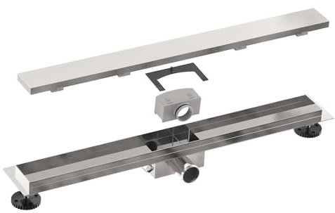 Duschrinne 80 cm Befliesbar komplettset 2in1 | Ablaufrinne für Badezimmer | Premium Edelstahl SU 316 komplettset | Siphon mit Geruchsstop und Haarsieb