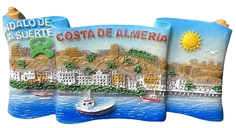 Imán para nevera, diseño de la costa de Almería, Andalucía, España, recuerdo de viaje, 3D, decoración magnética para nevera, colección artesanal