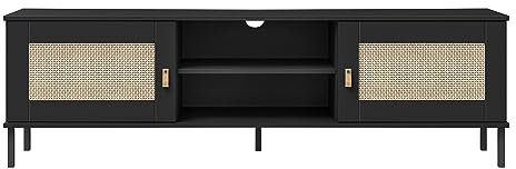 Woodroom Valenica TV-Lowboard Kiefer massiv lackiert 158x47x40 cm TV-Board TV-Schrank TV-Ständer schwarz