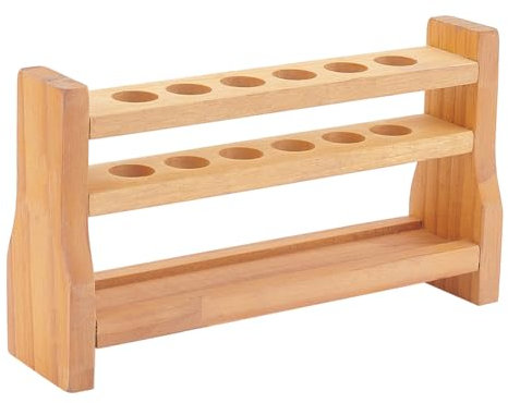 OLYCRAFT 6 Trous Support en bois pour tubes à essai 10ML Support pour tubes à centrifuger Présentoir de tubes Trou de 18mm pour tubes à essais de laboratoire de chimie - 230x60x130mm