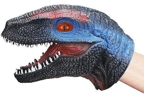 Dinosaurier Handpuppen Dino krokodil Hai Tiere Kopf Handpuppen Spielzeug Latex Raptor Realistische Gummi Puppe Weicher Tierkopf T Rex Puppe Tyrannosaurus für Kinder und Erwachsene