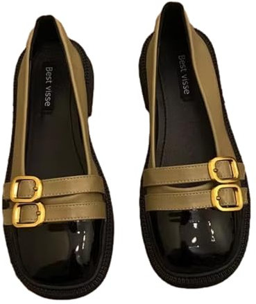 KHIRVWL Mocassins Femme Cuir Patchwork Ballerine Femme Confortable Pied Large Ballerines Femme Élégante Chaussures Plates à Bout Carré Classique Pantoufles Ballet Chausson Fille Ballerines