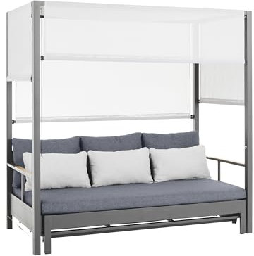 Dehner Gartenmöbel Daybed Hollywood, 3-Sitzer, inkl. Polster, 195 x 183 x 195 cm, Aluminium/Stahl/Polyester, schwarz/grau