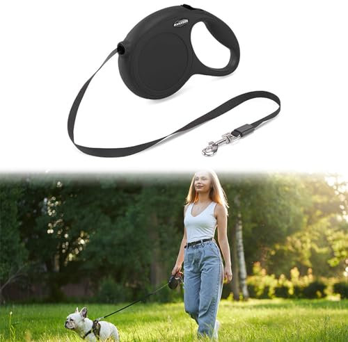 Ausziehbare Leine für Hunde,Rollleine Hundeleine 5m,Leine Hundeleine Einziehbar,Hundeleine für Hunde,Hundeleine Ausziehbar mit Griff,Dog Leash,Verhedderungsfreie Ausziehbare Hundeleine (Schwarz-2)