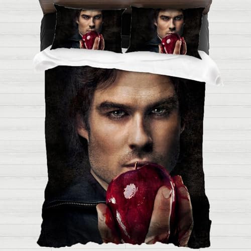 XYOK Damon Salvatore Bettwäsche 135x200 Vampire Fanartikel Bettwäsche-Sets Kinder 3teilig Weiche Mikrofaser Bettbezüg für Erwachsene,Horror (Damon2, 135x200cm)