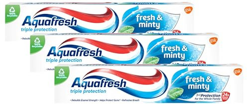 Aquafresh Toothpaste Triple Protection Fresh & Minty, 75 ml (Pack of 3)