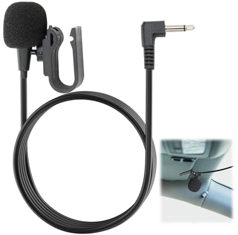 3.5mm Microphone HD Voice Small Vehicle Microphone External with 3M Assembly Cable Mic for Corehan Power Car Vehicle Head Unit Bluetooth Enabled Stereo Radio DVD GPS 3M Cable Plug and Play (Black)