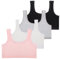 Lancry Lot de 4 soutiens-gorge pour filles, en coton doux pour filles de 7 à 12 ans, soutien-gorge d'entraînement sans fil non rembourré pour filles, enfants, adolescentes, Noir + blanc + gris + rose,