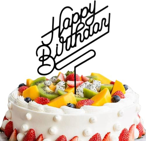 Mezrkuwr Kuchendeko Geburtstag Happy Birthday Cake Topper Schwarz Acryl Tortendeko Geburtstag Alles Gute zum Geburtstag Kuchendekorationen happy birthday tortendeko