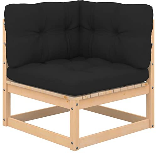 LAPOOH Ecksofa für den Garten, Kissen, Grau, Anthrazit, Akazienholz, Gartenmöbel, Outdoor-Möbel, Terrassenmöbel, Chillout, Terrassensofa, 807286
