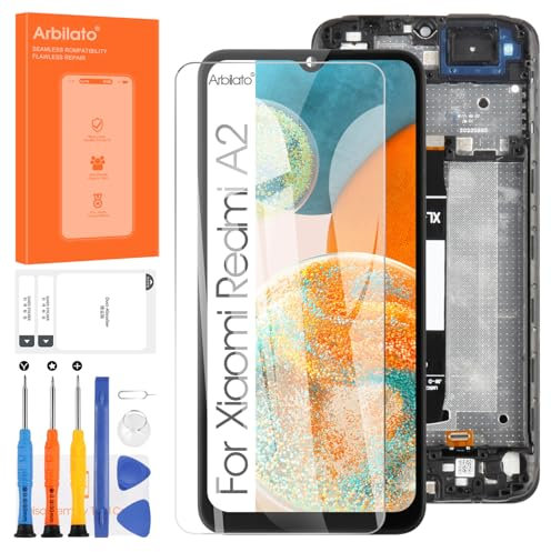 LCD Écran pour Xiaomi Redmi A2 Écran pour Redmi A2+ LCD Affichage Tactile Digitazer Assemblée Remplacement avec Réparation Kit (6.52,Noir avec Cadre)