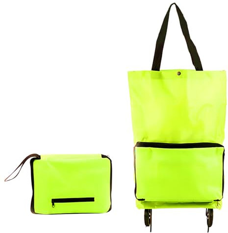 Faltbare Einkaufstasche mit Rollen,Faltbar Einkaufstasche mit Rädern,Einkaufstrolley klappbar,2 in1 Trolley Tasche,Klappbarer Einkaufswagen für Einkaufen,Camping,Angeln,Reisen (Grün)