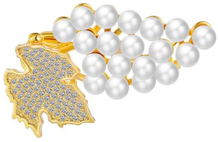 WATIIFUFU Broche Raisin en Métal et Perles, Broche pour Foulard Brillante et Légère, Accessoire Féminin pour Vêtements et Paquet, Design Créatif avec Cristaux, Taille Moyenne