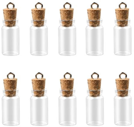 BLMHTWO 10pcs 0.5ml mini glass bottles with clear cork small glass bottles with cork glass vials extra small glass bottles with cork lids for crafts
