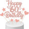 Anlgdi Tortendeko Happy Birthday Deko Kuchendeko 60. Geburtstag Frau, Kuchen Topper Happy 60th Birthday Roségold, Cake Topper 60 Jahre Torte Kuchen Deko für Geburstagstorte Deko 60. Frauen