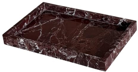 StonePlus Schminktisch aus natürlichem Marmor, Kosmetik-Handtuchablage für Kommode, Badezimmer, Küche (Rosa Levanto, 30 x 20 x 3 cm (L x B x H)