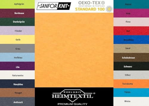 EXKLUSIV HEIMTEXTIL Marke Jersey Spannbettlaken 180-200 x 200 cm 100% Baumwolle Öko - Tex Zertifiziert, Markenqualität, Matratzenhöhe bis 25 cm, Curry