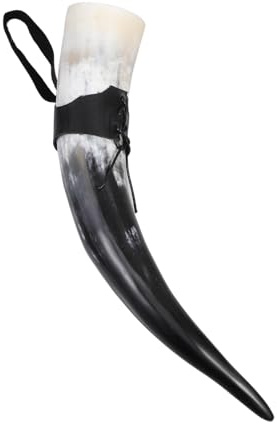 Generisch Horn-Weinset Bastelhorn Bierhorn Korkenzieherhorn Brillenhorn Scheidenhorn Horn trinkbecher Gelb ox Horn Becher Met-Trinkhorn Ochsenhorn, Stierhörner Muschelhorn Büffelhorn Leder