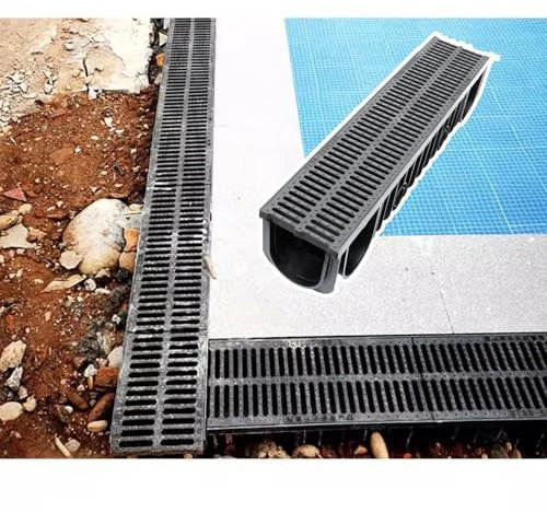 (de:Kunststoff-Grabenentwässerungsabdeckungen, Kanalisationsabflussgitter für Regenrinnen, Kanalabfluss-Sets, 11,8 x 11,8 Gitter)