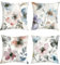 Joymaison Kissenbezüge 45x45 cm 4er Set Blumen Aquarellmalerei Dekorative Kissenbezug Moderne Abstrakte Blumen Bauernhaus Deko Kissenhülle für Sofa Couch Schlafzimmer Wohnzimmer