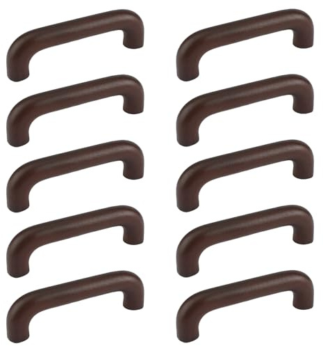 MOROBOR Dark Brown Wooden Cabinet Handles Solid Wooden Drawer Pull 96mm Hole Centers U-Shaped Cabinet Hardware Pull for Bedroom Bathroom Kitchen Cabets Door- 10 Pack