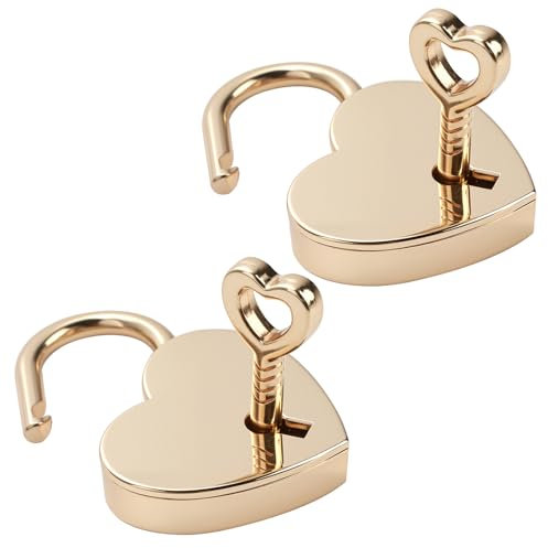 2 lucchetti dorati con chiavi, regalo per donne e uomini, piccoli lucchetti decorativi, per matrimonio, San Valentino, regalo di fidanzamento, regalo di nozze