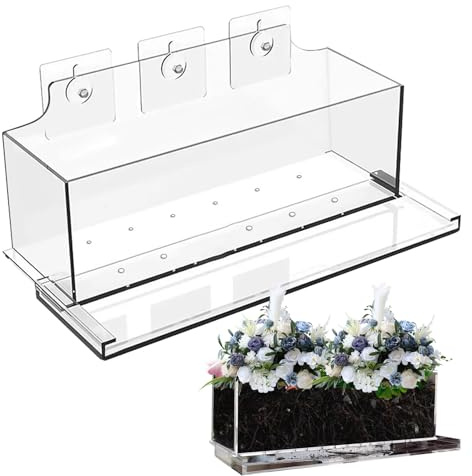 kdkskss Jardinière pour Rebord De Fenêtre - Station De Multiplication Rectangulaire en Plastique Transparent, Bac De Drainage en Acrylique sans Perforation, Jardinière sans Perçage