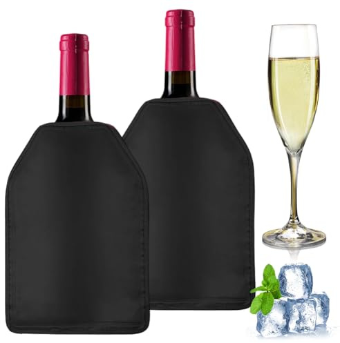 Set of 2 Wine Cooler Cuff Water-Repellent Nylon Wine Cooler Cover for Wine Reusable Bottle Cooler for Champagne and Champagne Wine Bottle Cooler Cooling Cuff for Standard Size Bottles