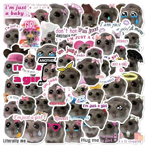 Hamster-Aufkleber, traurig, Hamster-Meme Aufkleber | Sweet Meme Sweet Sad Hamster Sticker Aufkleber, Ästhetisch Girly Hamster Aufkleber niedlich 56x für das Skateboard Computer