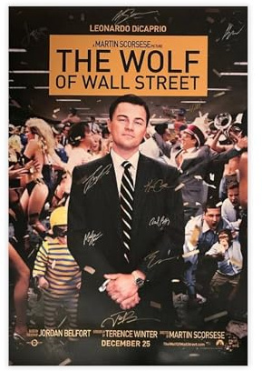 THCTCA Signiertes Poster Zum Film Wolf of Wall Street Leinwandposter, Wandkunst, Dekordruck, Bild Gemälde für Wohnzimmer, Schlafzimmer, Dekoration, ungerahmt, 30 x 45 cm