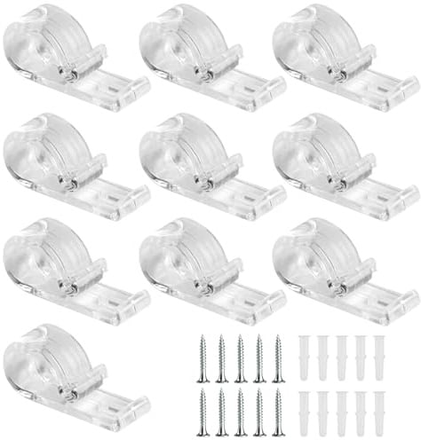 10 Pcs Roman Blind P Clips, Roman Blind Clips for String, Plastic Child Safety P-clipsBlind Cord Safety Device, for Roller Blinds Chain Cord P Hooks, with 10 Screws & 10 Wall Plugs
