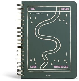 Papier Off Piste Travel Journal - Spiral | Space for 6 Journeys, Packing Guide & List, Itinerary Planner, Travel Games, Colour-In World Map