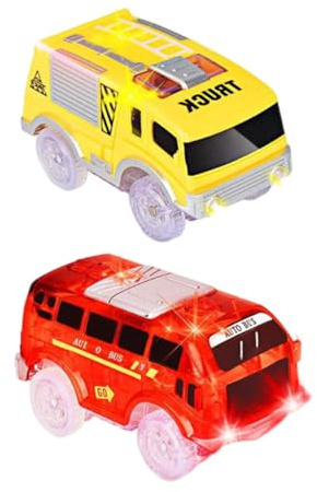 HONMEET 2 Stück LED Leuchtende Elektrische Autos Leuchtende Fahrzeugspielzeuge aus Sicherem Kunststoff Kompakt und Handlich für Kleinkinder Fördert Motorik und Kognitive Entwicklung für