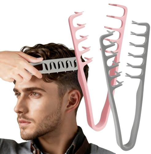 Textur Kamm, 2 Stück Lockenkamm, Styling kamm, Texture Comb, leichtes Pflegezubehör, Volumenkamm, ideal für lockiges Haar, Breiter, Volumenwerkzeug für Wurzeln, Nahtabdeckung, für Männer und Frauen