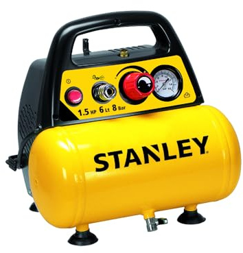Stanley DN 200/8/6 Small Compressor 1.5 HP 8 Bar, Lightweight and Extremely Portable, Ideal for Domestic use or Crafts