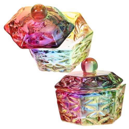 GRADENEVE Taza Limpiadora para Manicura 2 Piezas con Tapa, Vaso de Cristal para Monómero Acrílico, Recipiente Profesional para Decoración y Limpieza de Uñas, Accesorio para Salón y Uso
