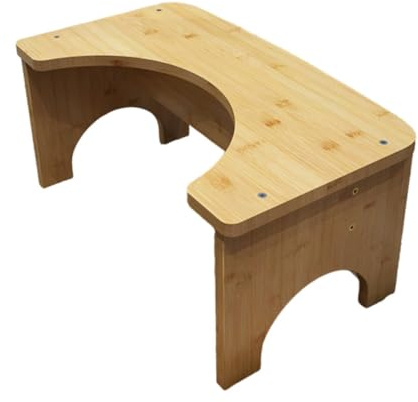 Mobestech Tabouret de Toilette en Bois Naturel, Marchepied Épais pour Garçon et Filles, Siège Stable et Ergonomique, Repose-pieds Confortable pour Salle de Bain et Toilettes à Domicile, 1