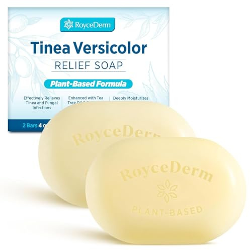 RoyceDerm Tinea Versicolor Reliefseife: Teebaumöl & Schwefel Reinigungsriegel, beruhigt Irritationen, spendet Feuchtigkeit und unterstützt die Hautgesundheit