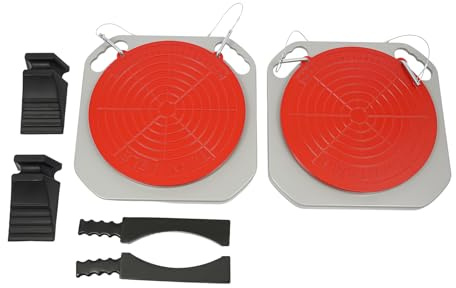 Wheel Alignment Turn Plates 2er Set – Aluminium Drehplatten 40x40cm, 3t Tragkraft, 360° drehbar, Rot/Schwarz, für Achsvermessung & Spur einstellen in KFZ Werkstatt, Garage, Profi (Hellgrau + Rot)