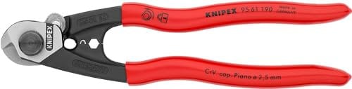 Knipex Wire Rope Cutter forged plastic coated 190 mm (self-service card/blister) 95 61 190 SB