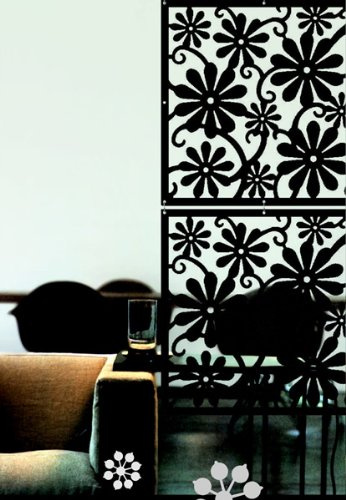 Raumteiler Blumen schwarz 4 er Set