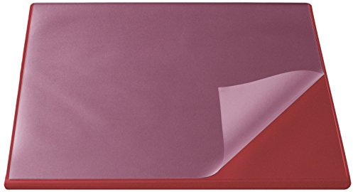 Läufer 44624 Durella Flexoplan Schreibtischunterlage mit Kantenschutz und transparenter Auflage, 52 x 65 cm, rutschfeste Schreibunterlage, rot