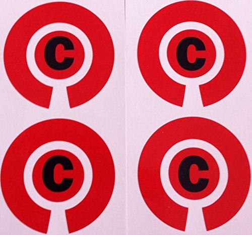 Crown Green Lawn Indoor Bowls Adhesive Lettered Coloured Marker Labels Set of 4 (Red, C)